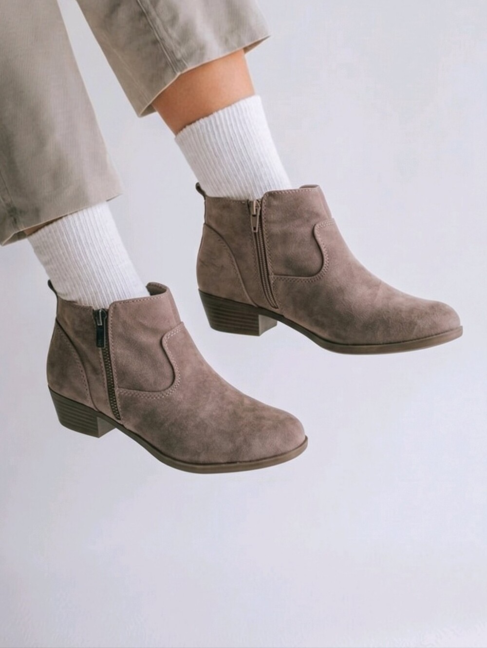 Arizona Jean Company Suede Ankle Boots - Taupe